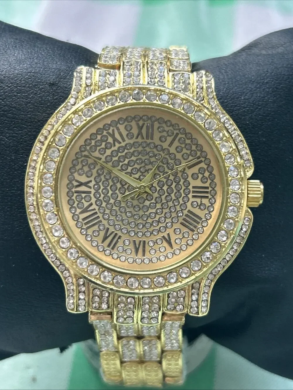 Gold Tone Rhinestones Quartz Watch